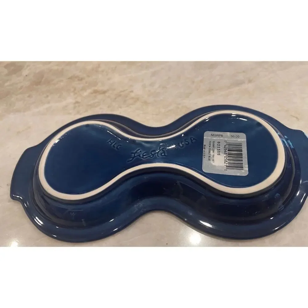 Fiesta Cobalt blue tray for cream and sugar NEW